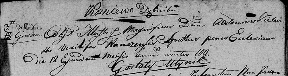 Akt zgonu Antoniego Zielińskiego 1914r.