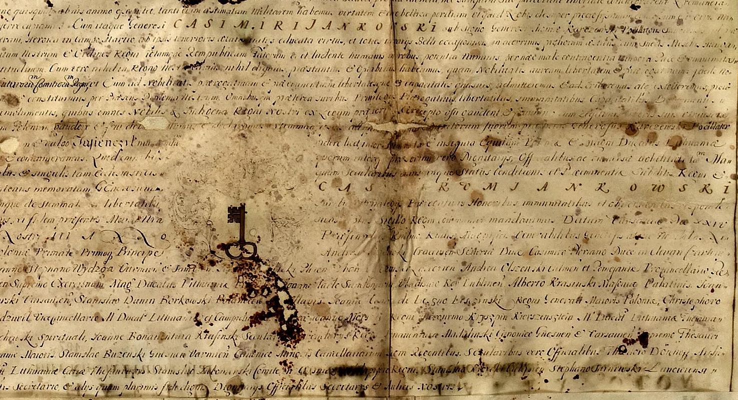 Fragment nobilitacji Kazimierza Jankowskiego 1672